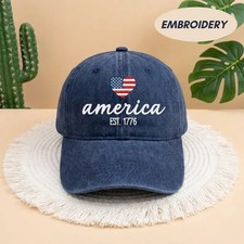 1776-2026 Anniversary Hat Map Logo Embroidered Cotton Baseball Cap