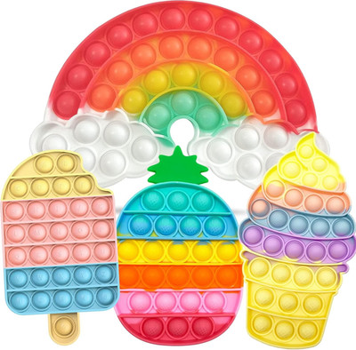 Set 4 juguetes fidget burbuja arcoiris helado pina alivio estres ninas autismo