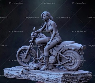 3D-gedruckter Claire Redfield auf Motorrad Maßstab 1:6 Modellbausatz