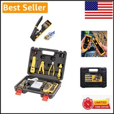 Professional RJ45 Crimp Tool Kit with Wire Tracker  Punchdown Tool   Yellow