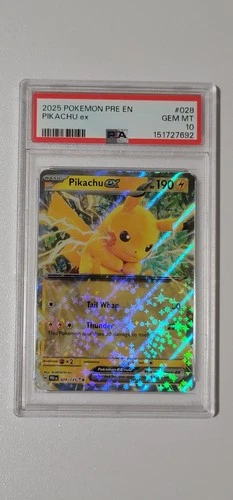 2025 POKEMON PRE EN-PRISMATIC EVOLUTIONS #028 PIKACHU EX PSA 10🔥🔥🔥