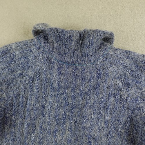 Hezur Sweater Womens M Blue Pullover Short Sleeve Wide Collared Knit VTG Mohair - Picture 14 of 19