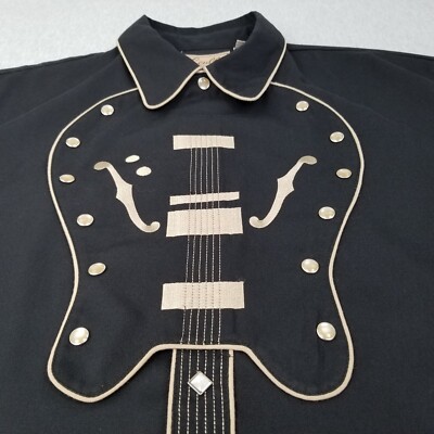 Scully Shirt Men's XL Black Western Pearl Snap Guitar Music