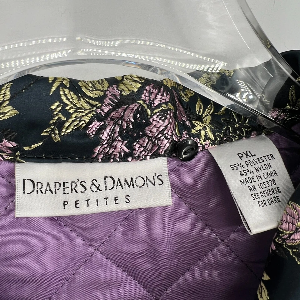 Chaqueta Drapers & Damons Mujer PXL Floral Satén Acolchada Púrpura Bosque Asiático Foto 3 de 4