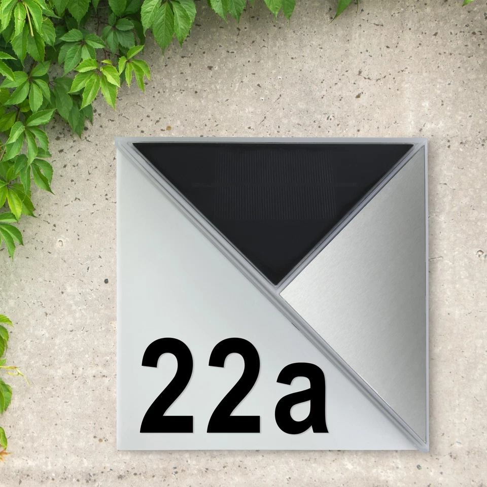 MeLiTec Solar-Hausnummer SH07, Edelstahl, Dämmerungssensor, Hausnummernleuchte - Bild 2 von 4