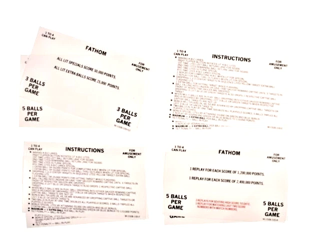 Fathom (Bally) SCORE CARDS - 8 CARD SET - Image 2 of 2