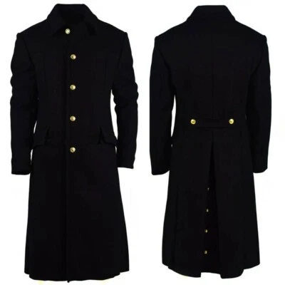Herrenmantel Schwarzer Langer Wintermantel Blazer Anzug Business Freizeit Custom - Bild 1 von 4