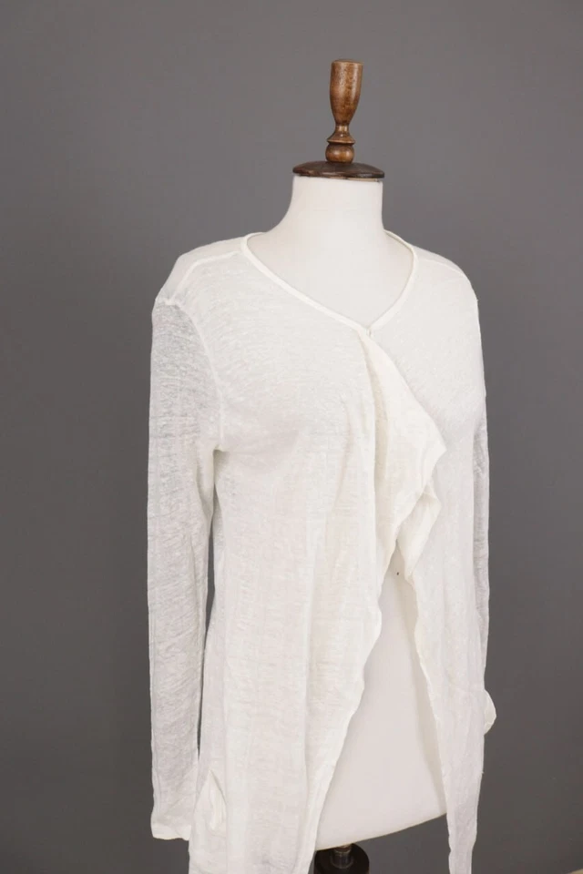 Suéter ANN DEMEULEMEESTER Blanco a Presión Ligero De Gran Tamaño Tejido Capa Talla M Foto 2 de 4