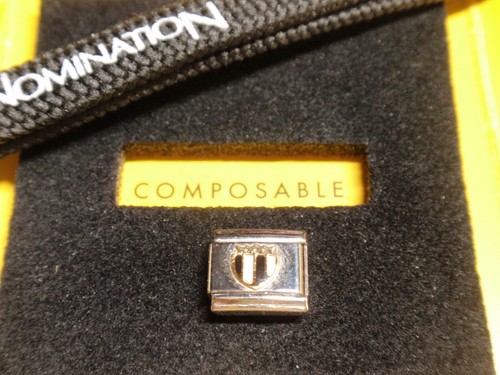 ** Original Nomination Black & White Sheild Football Silber Charm UVP 35£ **