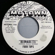 HEAR IT 60's R&B Motown Promo 45 rpm The Four Tops "Bernadette" from 1967