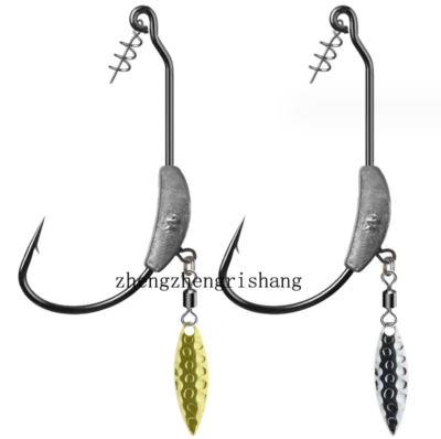 10 Pack Offset Hook Jig Heads Swimbait Spinner Blades Weighted Fishing