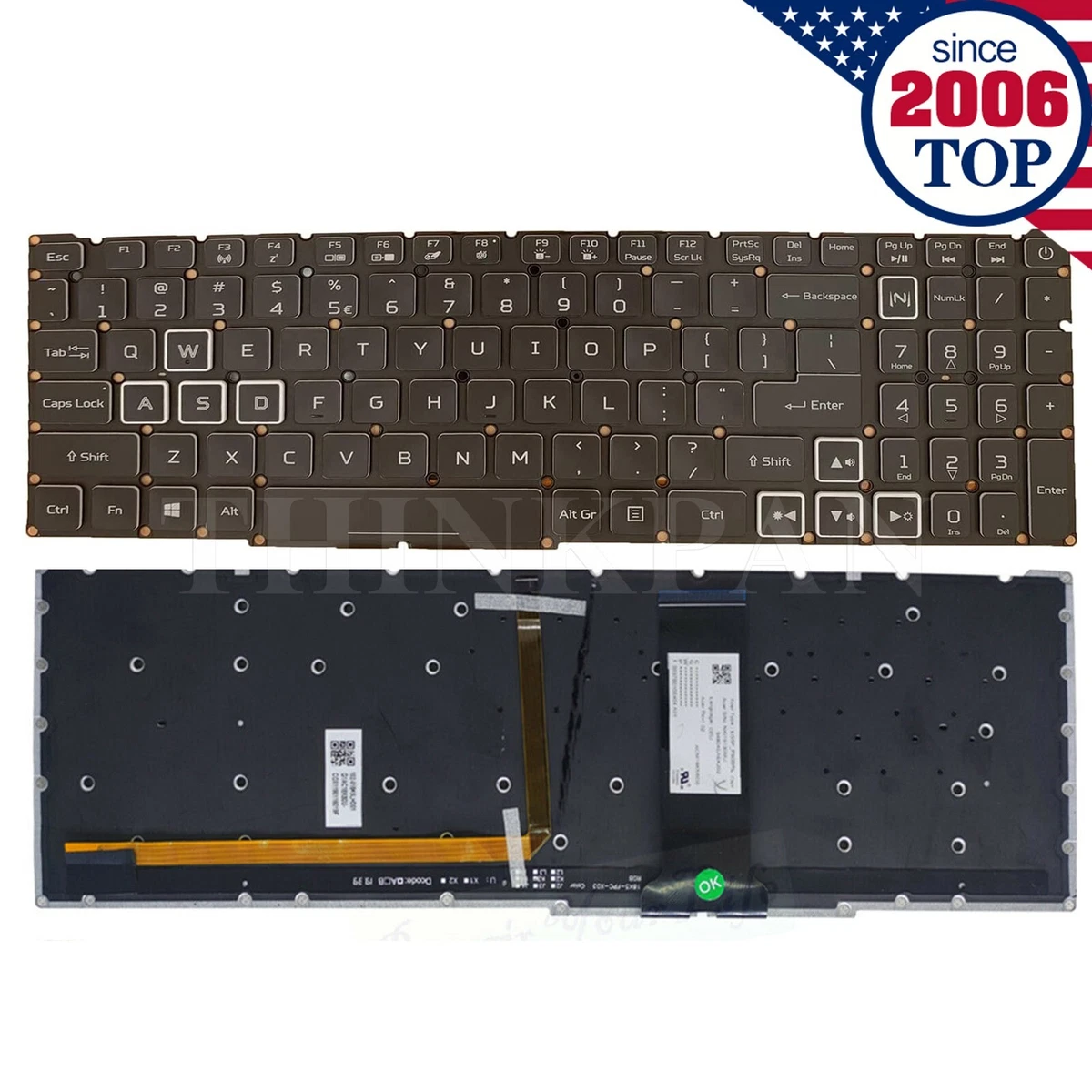 US RGB Backlit Keyboard for Acer Predator Helios 300 PH315 52