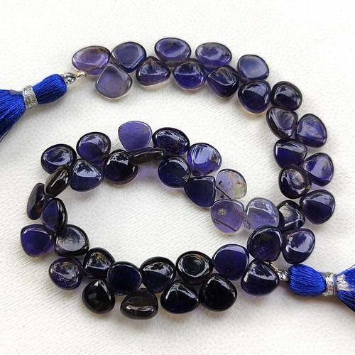 Piedras preciosas de iolita natural tamaño 8 mm cuentas lisas en forma de corazón hilo de 8" - Imagen 4 de 8