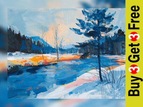 Vibrant Acrylic Landscape Painting Print 5"x7" on Matte Paper - Picture 1 of 5