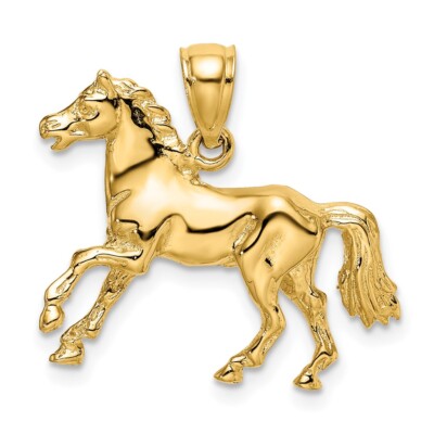 10K Gelbgold 3-D Pferd Anhänger