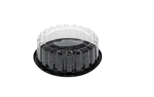 Pactiv YEH89802 Plastic Round Cake Container Black/Clear, 100/CS