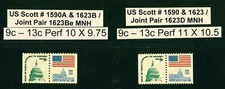 US Scott # 1623Be Joint Pair 1590A & 1623B & 1590 & 1623 / 1623D Joint Pair MNH 