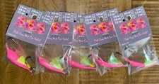 5 pack Pompano Jigs w/Teaser Hot Pink  w/Chartreuse Teaser 3/8oz 1/2oz 3/4oz 