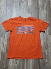 Denver Broncos Shirt Mens Large Orange NFL Football Majestic Cotton Short Sleeve