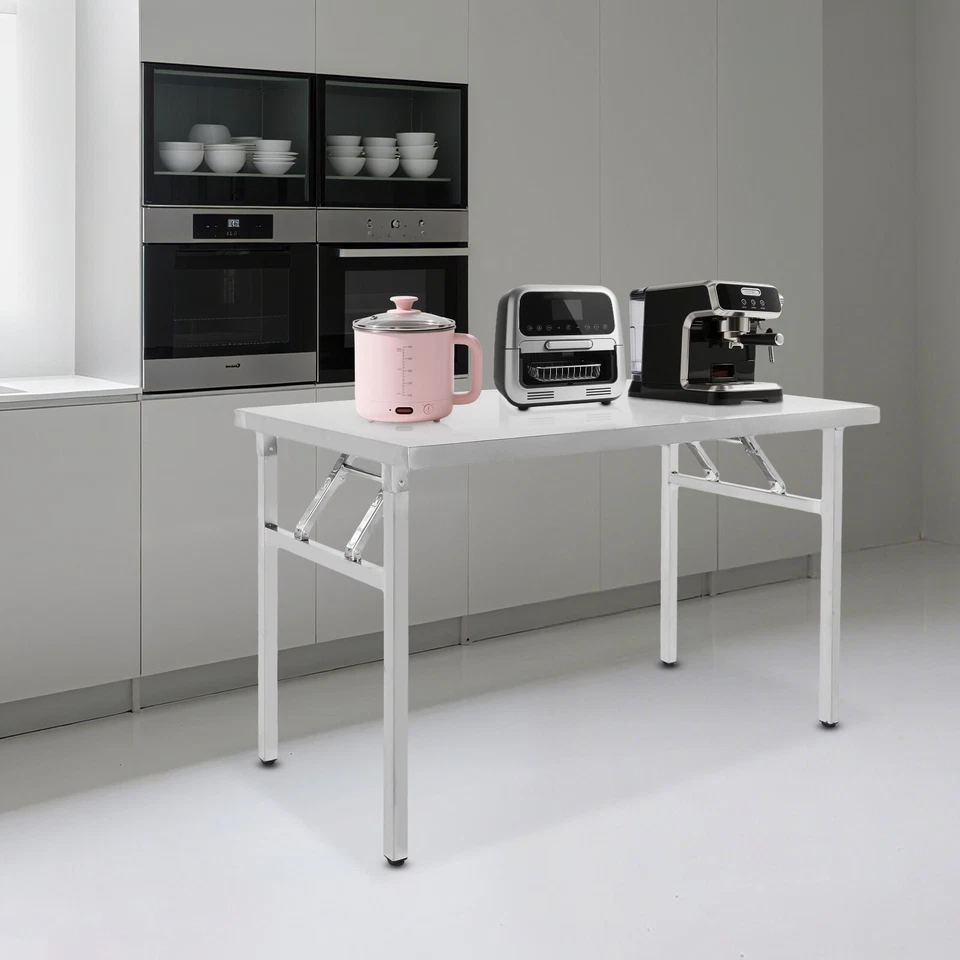 201 Stainless Steel Workbench Folding Dining Table For Home Kitchen MAX. 80kg US - Image 3 of 4