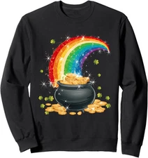 Rainbow St Patrick's Day Pot Of Gold Magical Unisex Crewneck Sweatshirt