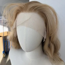 Synthetic Hair Heat Resistant Honey blonde T Lace Front Wigs Long Wavy