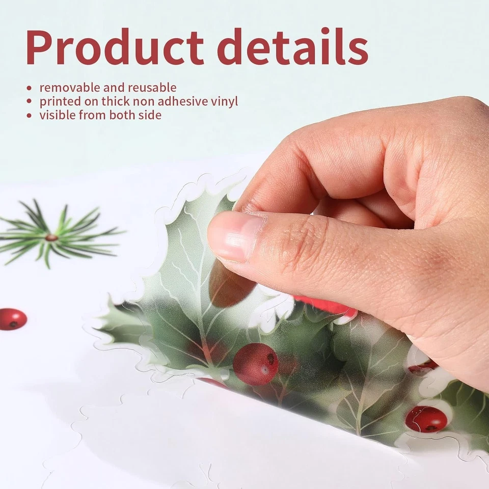 Paquete de 6 calcomanías grandes de copo de nieve de Navidad adhesivas de ventana de cardenal rojo Foto 2 de 4