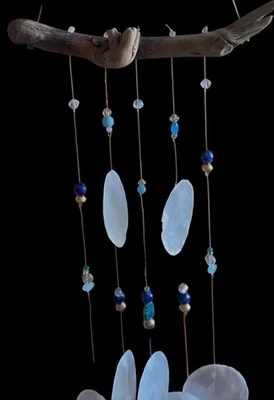 Ancient Sands & Sea Egyptian Coastal Capiz scarab suncatcher windchime mobile - Image 1 of 4