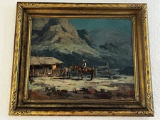 Signed MARJORIE REED Oil Painting on Board Arizona Night Listed Artist Plein Air