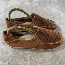 OluKai Nohea Perf Slip On Loafer Shoes Womens 8 Brown Suede Perforated