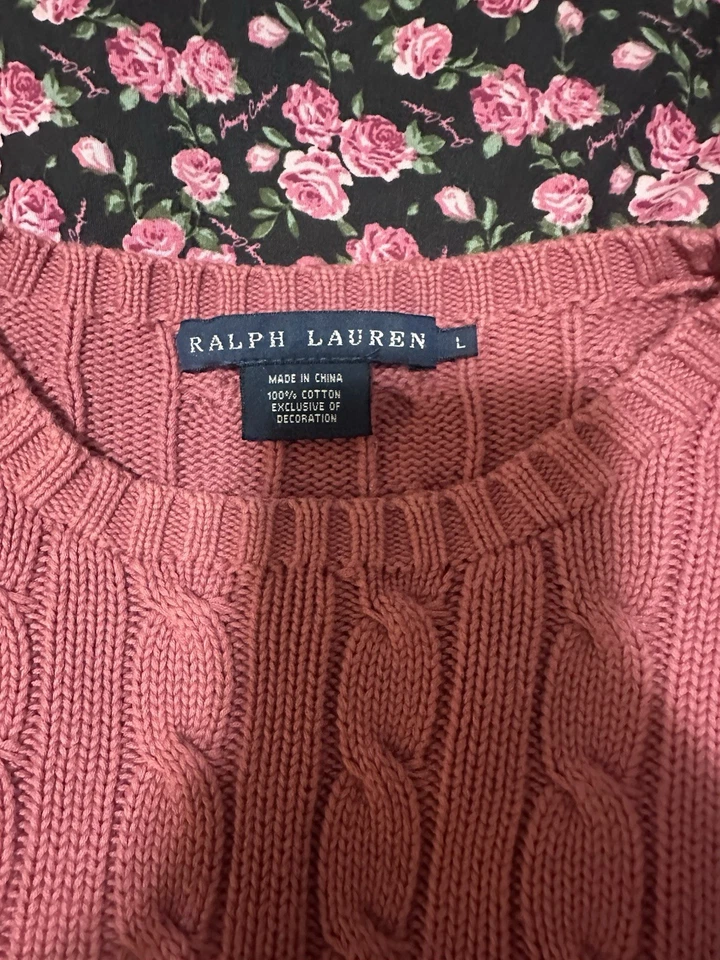 Suéter para mujer Ralph Lauren tejido con cable talla grande rosa Foto 2 de 4