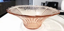 Vintage Anchor Hocking Mayfair Open Rose Pink Depression Glass bowl 11.5" wide