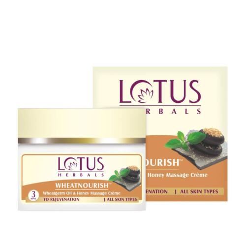 Lotus Herbals Wheatnourish Wheatgerm Oil & Honey Nourishment Massage Cream 50gm- - Afbeelding 1 van 2