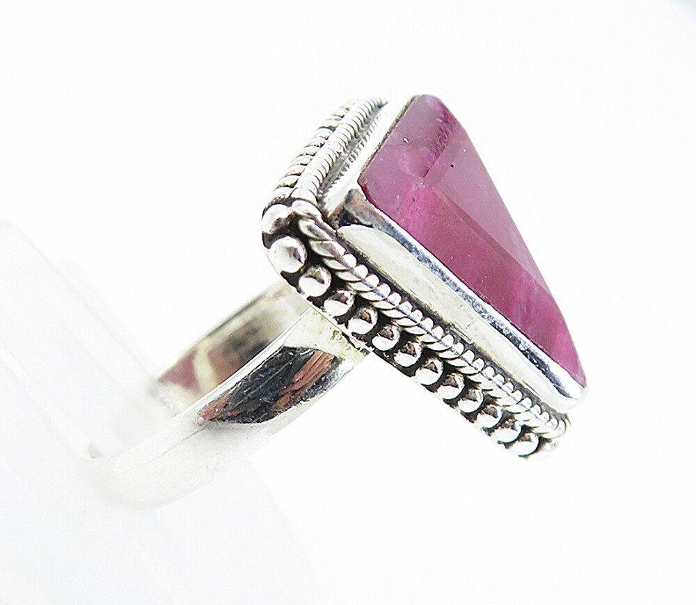 925 Sterling Silver  Ruby Circle Patterned Border… - image 3