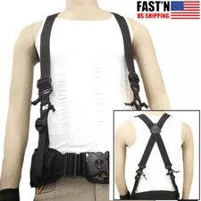 Adjustable Heavy Duty Harness Strap Men's X Back Suspenders for Hunting Airsoft