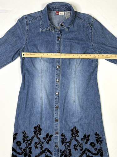 Faded Glory Denim Shirt Dress Women’s Large (12/14) 1972 Special Edition Floral - Picture 5 of 10