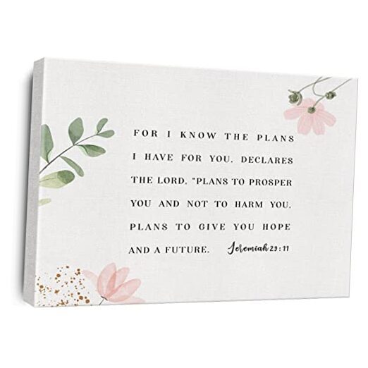 Bible Verse Watercolor Canvas Print Decor Floral Wall Painting Jeremiah 29 : 11