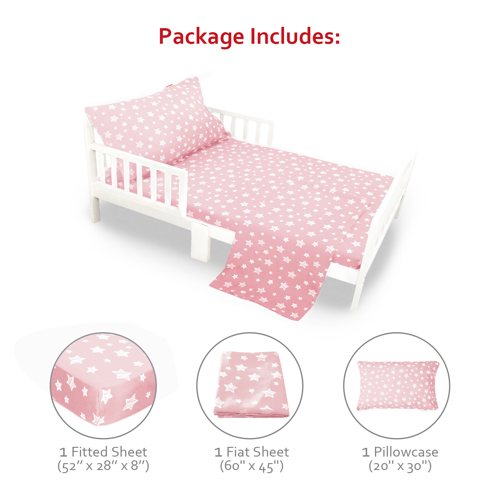 Toddler Sheet Sets 3Piece Soft Breathable Toddler Bedding Sets for