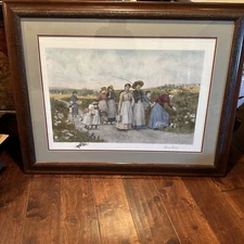 HUGE Berry Picker, original Jennie Brownscombe, etched by Jas S King 46”x 35”