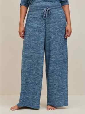Torrid SUPER SOFT PLUSH DRAWSTRING WIDE LEG LOUNGE PANT Blue Sz