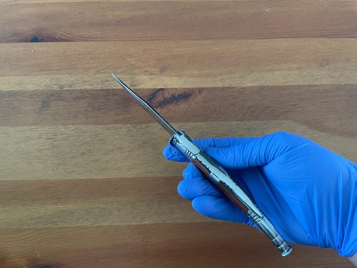Coltello tascabile pieghevole 4,13" spagnolo Navaja Serrana manico legno resistenza rosso - Foto 8 di 9