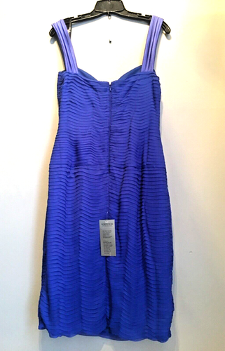 Abito Tadashi Collezione Seta Cocktail Donna 14 Strati Blu Chiusura Pieghe Nuovo con etichette - Foto 3 di 15