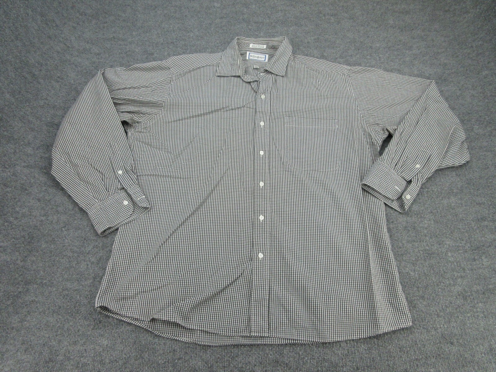 Camicia Yves Saint Laurent uomo 17 34 35 grigia a quadri manica lunga con bottoni adulto 17