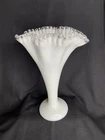 13” FENTON ART GLASS SILVER CREST TRUMPET VASE