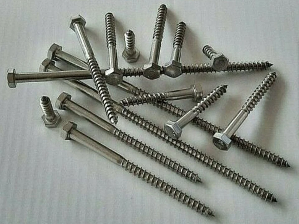 VITI PER LEGNO IN ACCIAIO INOX TESTA ESAGONALE TIRAFONDI MORDENTI D.8mm D.10mm - Immagine 3 di 4