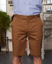 Savile Row Company Men's Tailored Fit Stretch Cotton Cappuccino Chino Shorts