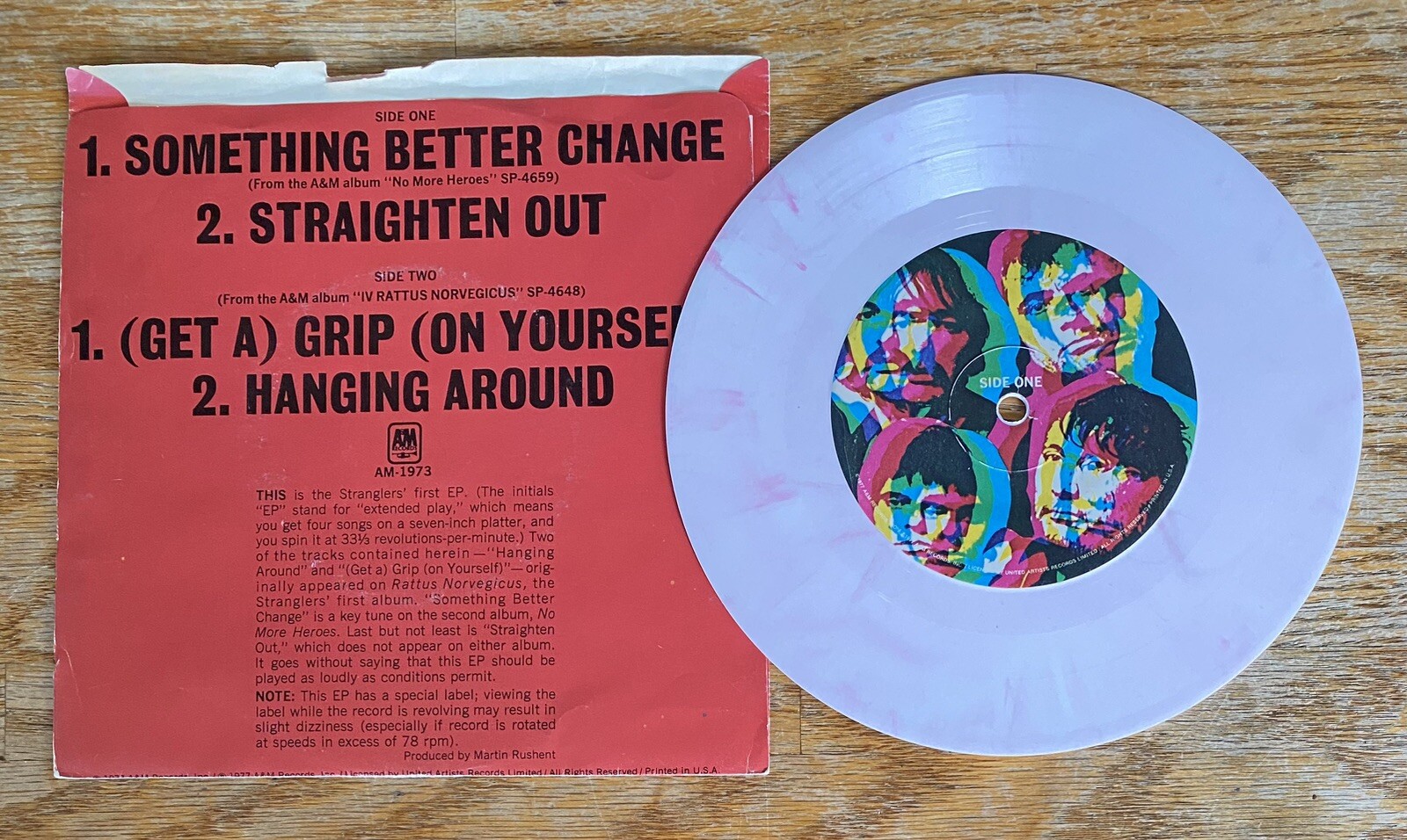 STRANGLERS Something Better Change 1977 US PUNK 7" EP PINK Marble VINYL