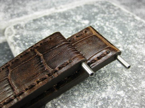 22mm BIG CROCO Leather Strap Antique Brown Thick Watch Band Brown for PANERAI - Picture 6 of 11