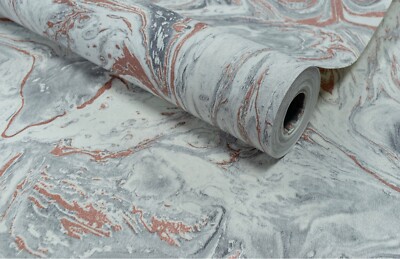 Rokya AM6502 Liquid Marble Rosegold Tapete Luxuriöser Designer Stil