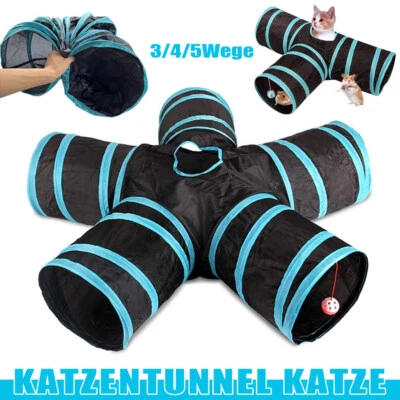 3 4 5 Wege Katzentunnel Katzenspielzeug Rascheltunnel Spieltunnel Faltbar Tunnel